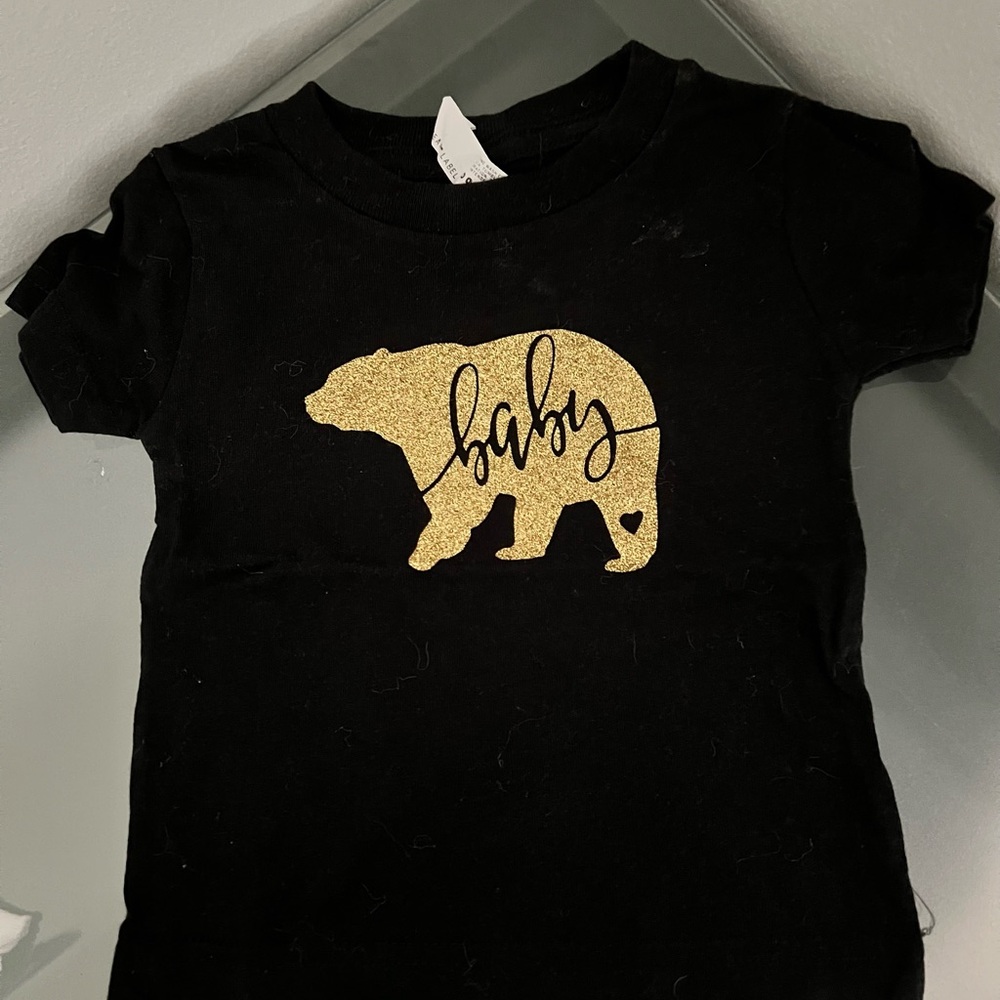 Black and Gold Baby Bear Kids Shirt